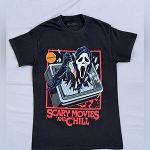 Ghost Face Scream Scary Movies And Chill Black Horror Graphic T-shirt Size Small
